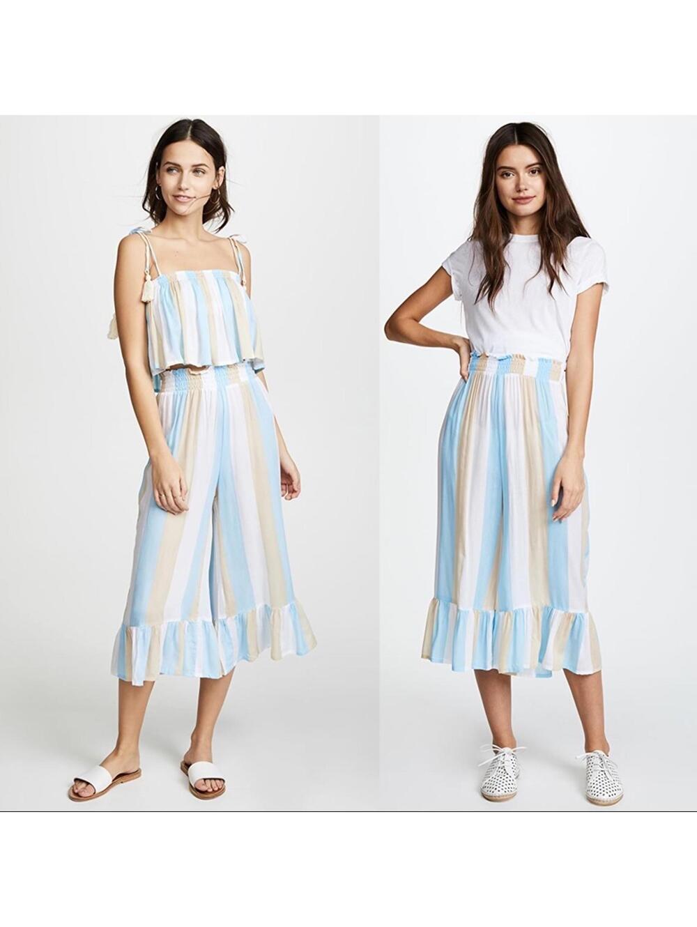 Coolchange Angel Seaside Stripe Swim Cover Up Set Ella Top Payton Culotte S NWT